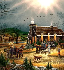 نخ و نقشه منظره تابلوفرش عبور کالسکه ها