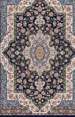 نخ و نقشه زیرپایی زمینه سرمه ای ذرع چارک