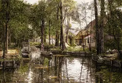 نخ و نقشه برکه با دو قایق