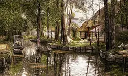 نخ و نقشه برکه با دو قایق