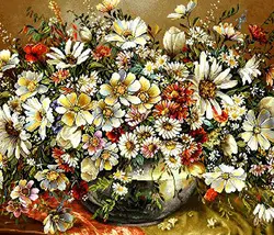 نخ و نقشه تابلوفرش سبد گل اورلایا