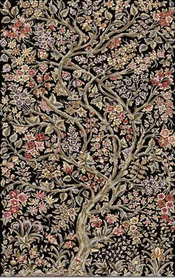 نخ و نقشه تمام ابریشم درختی