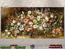 نخ و نقشه تابلوفرش سبد گل طبیعت