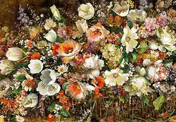 نخ و نقشه تابلوفرش سبد گل طبیعت