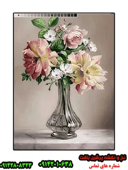 نخ و نقشه گلدان بلور دودی