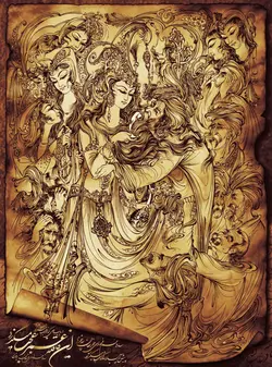 مینیاتور می و مستی نخ و نقشه تبریز