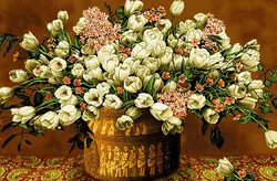 خرید نخ و نقشه تابلوفرش سبد گل 600 گره
