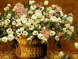 خرید نخ و نقشه تابلوفرش سبد گل 600 گره