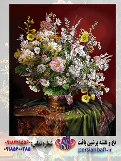 خرید نخ و نقشه تابلوفرش طرح گل و گلدان 420 گره