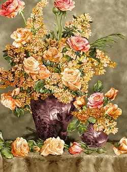 خرید نخ و نقشه تابلوفرش گل و گلدان 400 گره