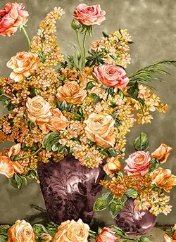 خرید نخ و نقشه تابلوفرش گل و گلدان 400 گره