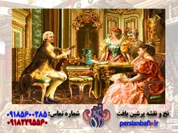 خرید نخ و نقشه تابلوفرش گیتار زن فرانسوی
