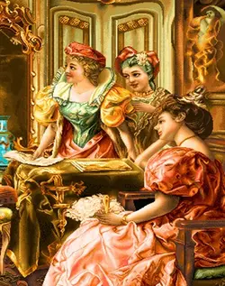 خرید نخ و نقشه تابلوفرش گیتار زن فرانسوی