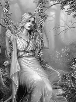 نخ و نقشه تابلو فرش تندیس دختر تاب باز