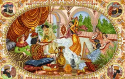 نخ و نقشه تابلو فرش بزم خسرو پرویز