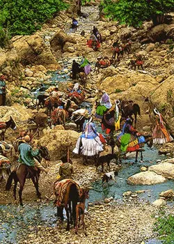 نخ و نقشه تابلو فرش کوچ عشایر