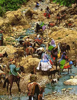 نخ و نقشه تابلو فرش کوچ عشایر