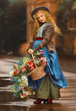 نخ و نقشه تابلوفرش دختر باران