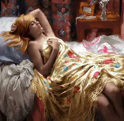 نخ و نقشه تابلوفرش فرانسوی خواب عاشقانه