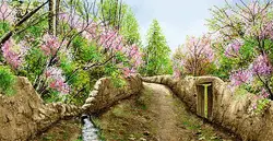 نخ و نقشه تبریز شکوفه های روی دیوار