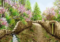 نخ و نقشه تبریز شکوفه های روی دیوار