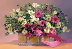 نخ و نقشه تابلوفرش گلدون و روبان