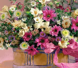 نخ و نقشه تابلوفرش گلدون و روبان