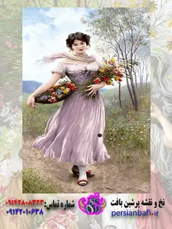 نخ و نقشه تک چهره دختر پیاده