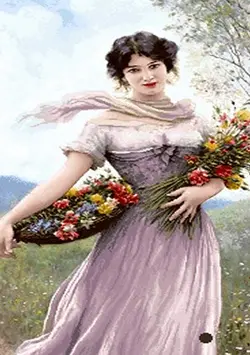 نخ و نقشه تک چهره دختر پیاده