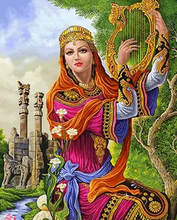نخ و نقشه چنگ زن هخامنشی