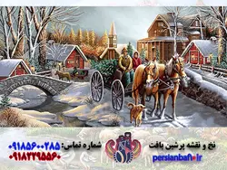 نخ و نقشه تابلوفرش منظره عبور کالسکه در روز برفی