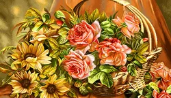 نخ و نقشه سبد گل حصیری