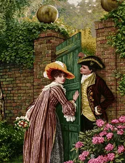 نخ و نقشه فرانسوی دیدار عاشقانه در باغ