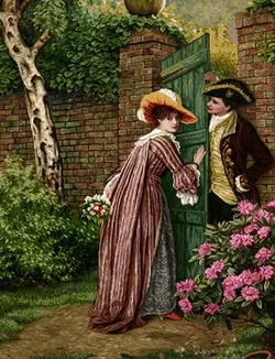 نخ و نقشه فرانسوی دیدار عاشقانه در باغ