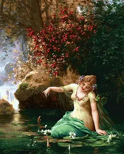 نخ و نقشه فرانسوی ماهیگیری در برکه