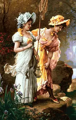 نخ و نقشه فرانسوی ماهیگیری در برکه