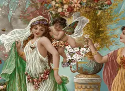 نخ و نقشه فرانسوی فرشته در باغ