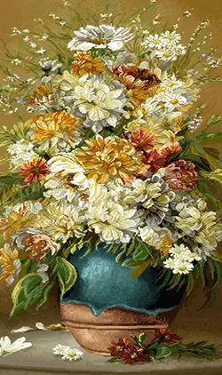 نخ و نقشه گل و گلدان طرح افقی 260 گره