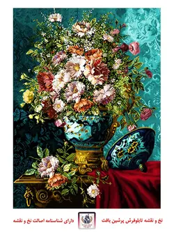 نخ و نقشه گلدان فیروزه ای