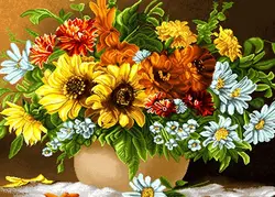 نخ و نقشه گل و گلدان افتاب گردان