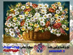 نخ و نقشه گل و گلدان سبد گل بابونه