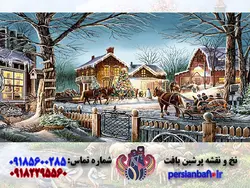 نخ و نقشه منظره عبور کالسکه در شب زمستانی