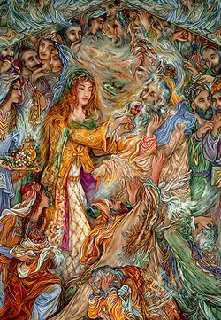 نخ و نقشه مینیاتور مجلس حوری