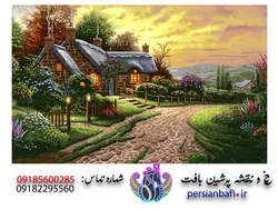 نخ و نقشه منظره غروب افتاب در دهکده