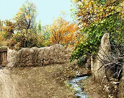 نخ و نقشه تابلو فرش منظره کوچه باغ