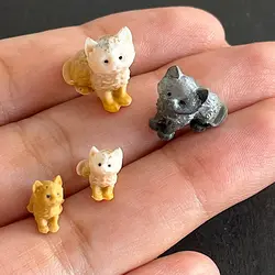 ماکت مینیاتوری گربه به همراه 2 عدد بچه گربه مجموعه 3 عددی