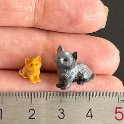 ماکت مینیاتوری گربه به همراه 2 عدد بچه گربه مجموعه 3 عددی