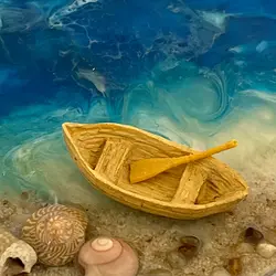 ماکت مینیاتوری قایق پارویی نوک تیز طول 3 سانتیمتر بسته دو عددی