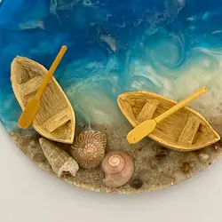 ماکت مینیاتوری قایق پارویی نوک تیز طول 3 سانتیمتر بسته دو عددی