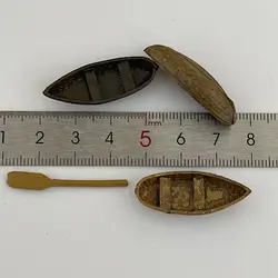 ماکت قایق پارویی رزینی طول 3 سانتیمتر مدل ته گرد بسته دو عددی